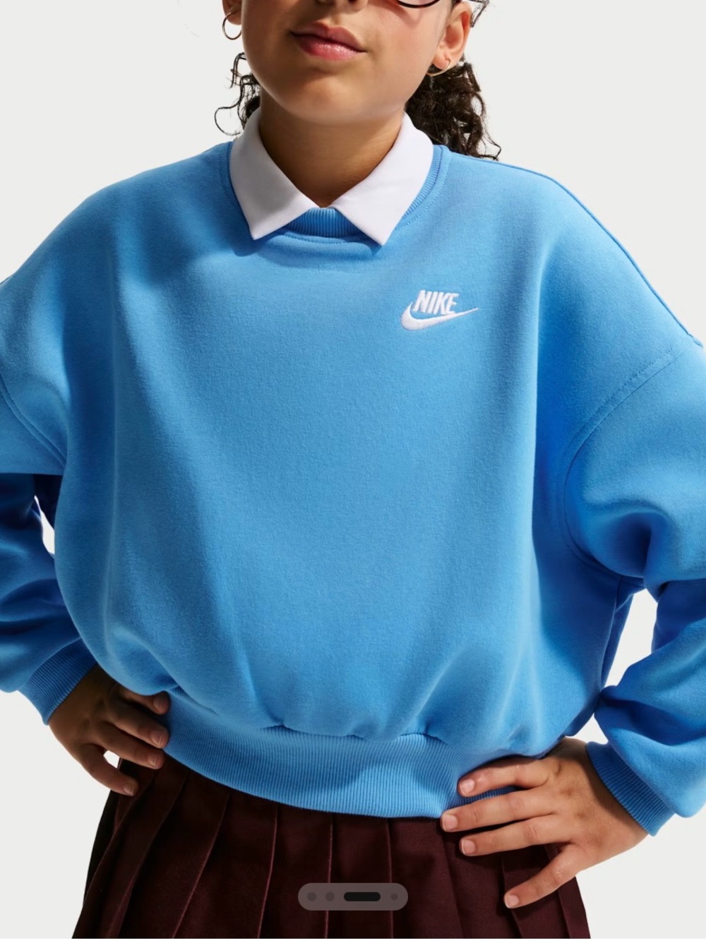 Nike Women's Light Blue Crewneck Sweatshirt with White Logo
